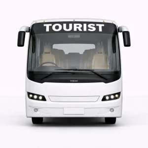 Premium bus front side view showing the luxury coach exterior, windshield, and headlights., Premium Bus 21 Seater,Premium Bus 40 Seater, Premium Bus 33 Sleeper