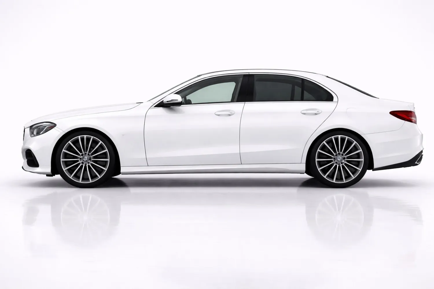 Mercedes-Benz E-Class side profile displaying elegant proportions and luxury sedan silhouette
