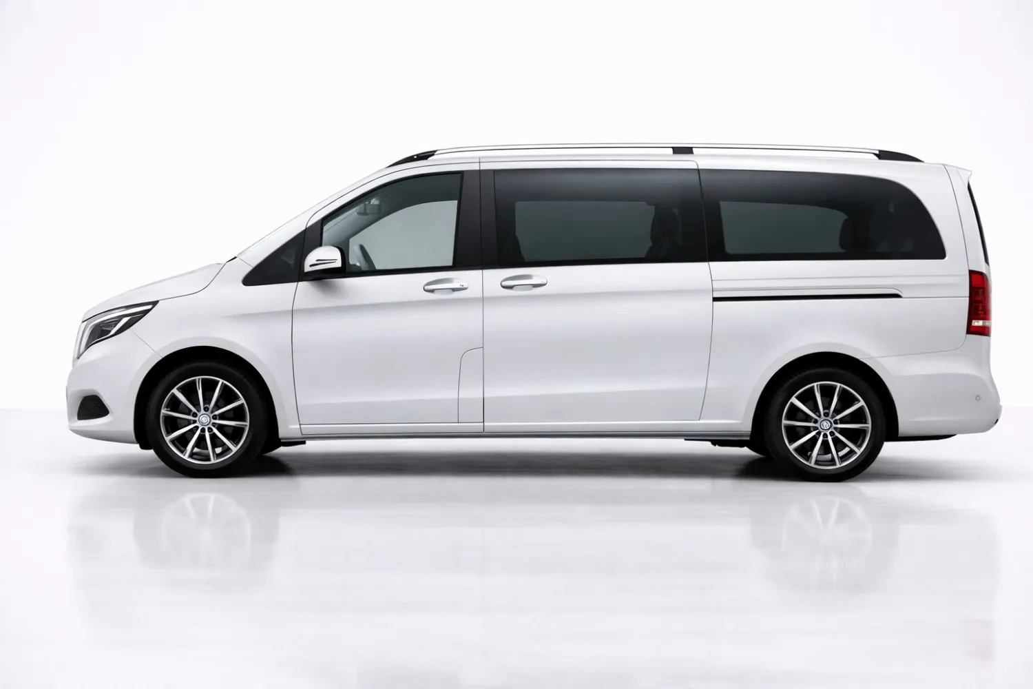 Mercedes V-Class side profile displaying long luxury MPV proportions and refined silhouette